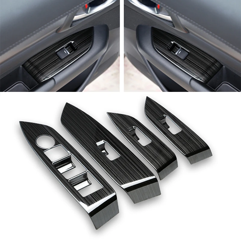 

JXLCLYL 4pcs Titanium Inner Window Switch Panel Cover Trim For Maz-da CX-5 CX5 17-18