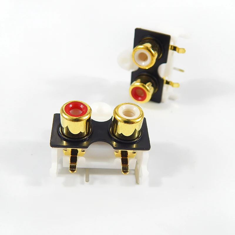 الذهب تصفيح AV RCA المقبس 90 درجة لحام ثنائي الفينيل متعدد الكلور ل Hifi مضخم الصوت DAC إشارة إخراج المقابس موصل