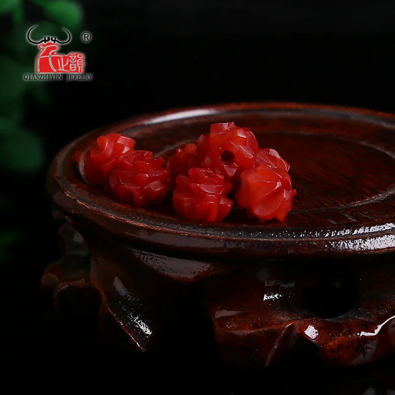 20PCS Natural Yak Bone Bead hand-chain Necklace DIY Scatter Beads Handmade Carved Red Lotus Flower Beads 12mm 14mm Tibetan Style