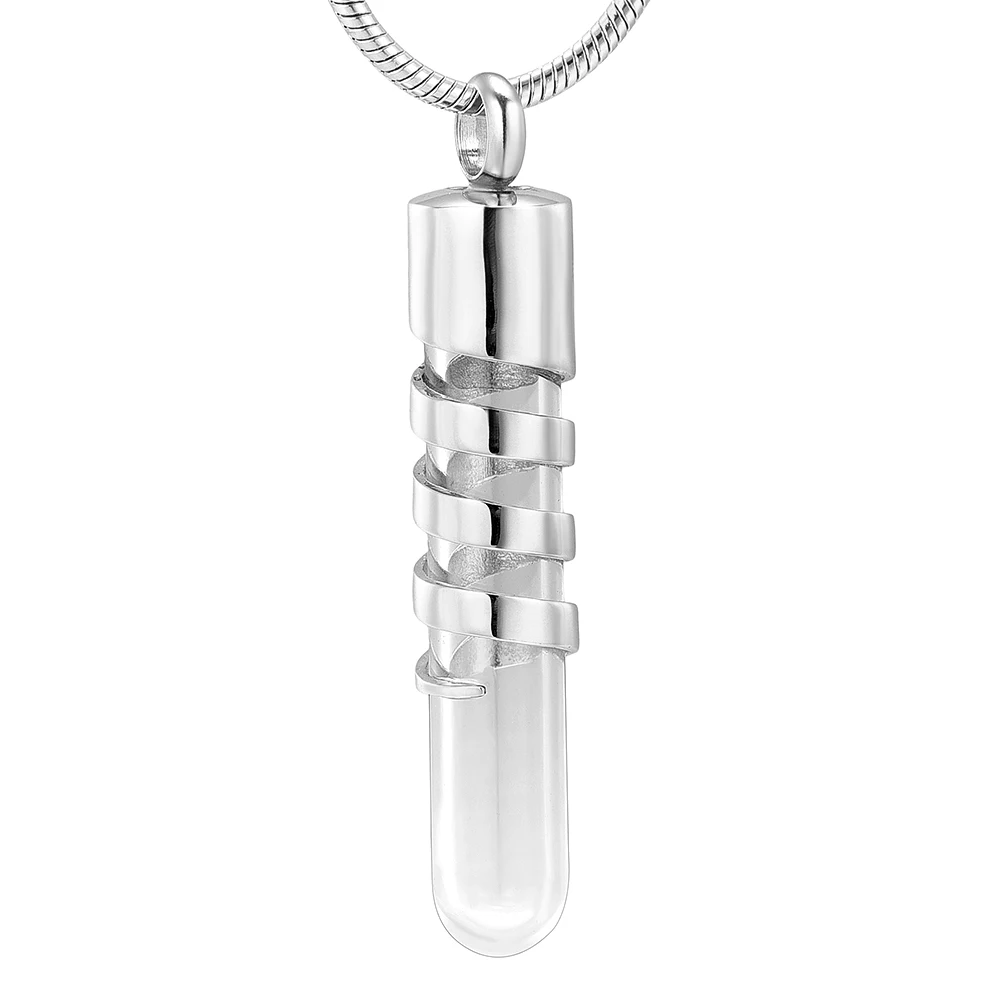 Unique Glass Cylinder Tube Memorial Pendant Necklace Ashes Holder Keepsake Cremation Jewelry Urns For Ashes 4 Colors