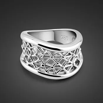Unique Silver Textured Ring 925 Sterling Silver Ring Women's Mesh Design Solid Silver Rings Lady Popular Jewelry Valentine's Day