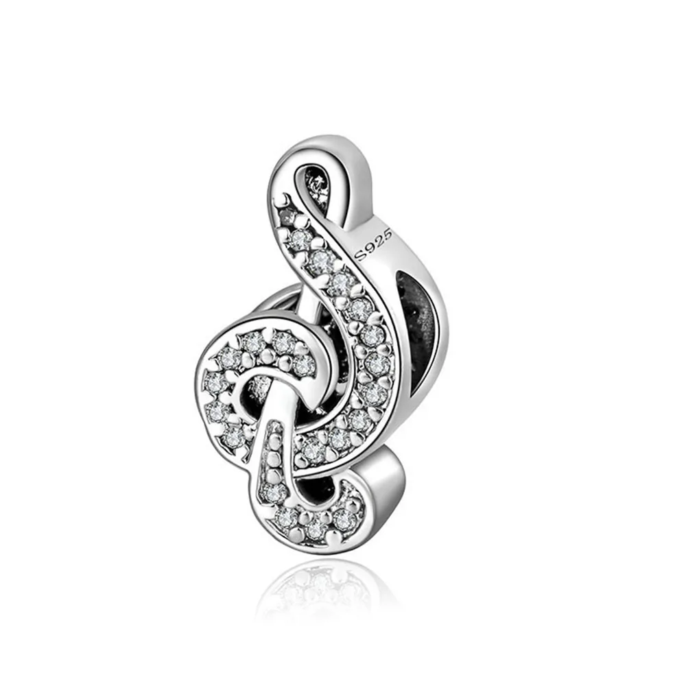 Hot Sale Silver Color Charm Bead Fashion Note Crystal Beads For Original Pandora Charm Bracelets & Bangles Jewelry