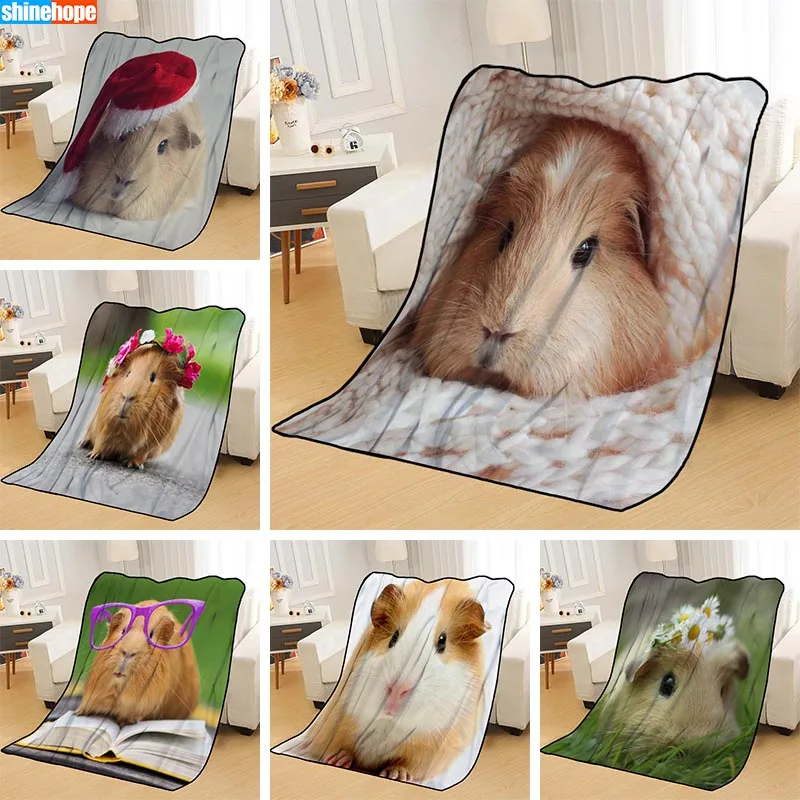 Personalized Blankets Custom Guinea Pig Blankets for Beds Soft DIY Your Picture Decoration Bedroom Throw Travel Blanket