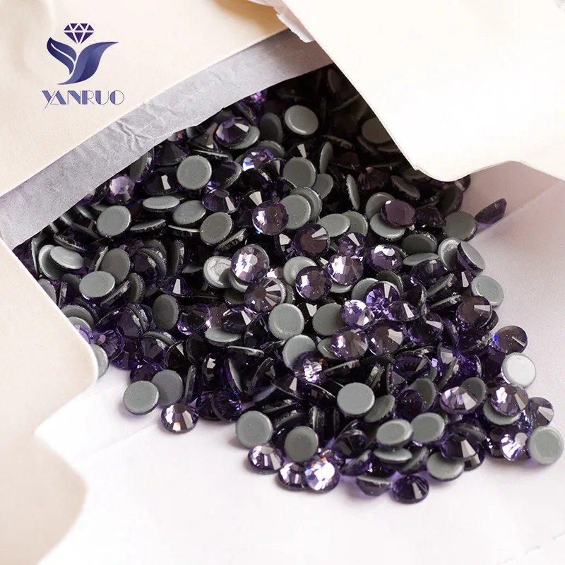 YANRUO 2058HF SS16-SS30 Tanzanite Hotfix Purple Rhinestones Not flat back Resin rhinestones Decoration clothing