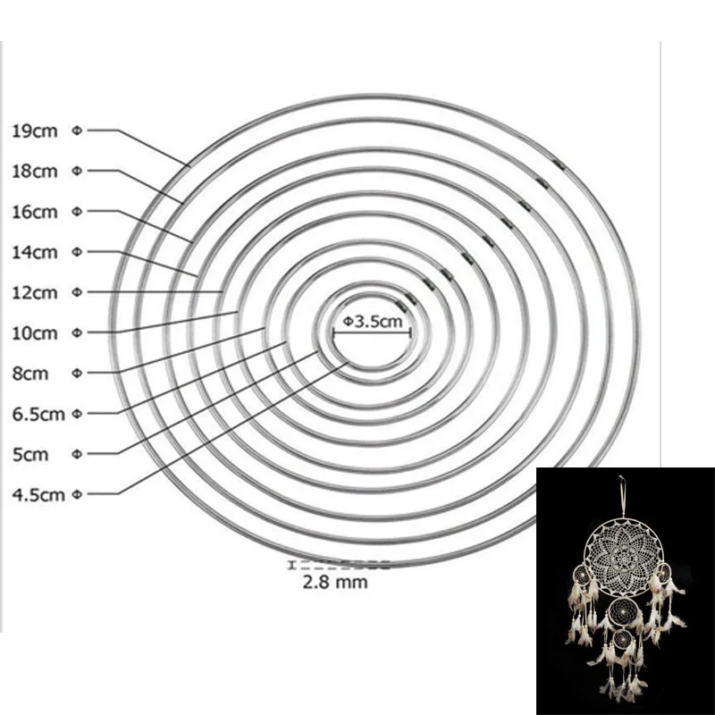 ReplCatcher Reve Circle Rings for Attrape, Confrontal Round Metal Findings, Jewelry Keychain, 35-400mm, DIY, 10Pcs