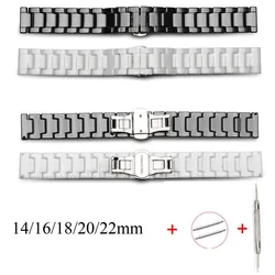 Ceramic Watch Bracelet 14mm 16mm 18mm 20mm 22mm Watchband White Black Ceramic Strap universal Wristwatches Band