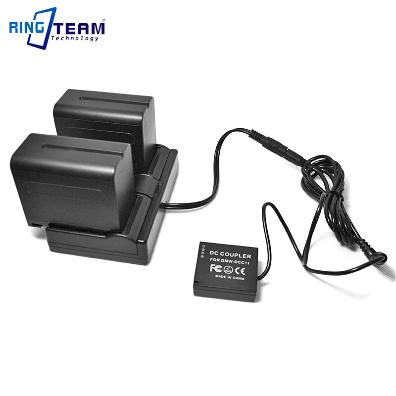 Dual Channel NP-F550 F970แบตเตอรี่แหล่งจ่ายไฟอะแดปเตอร์ + DMW-DCC11สำหรับกล้อง Panasonic Lumix DMC-GF6 GF5 GF3 GF3K GX7 S6 s6K