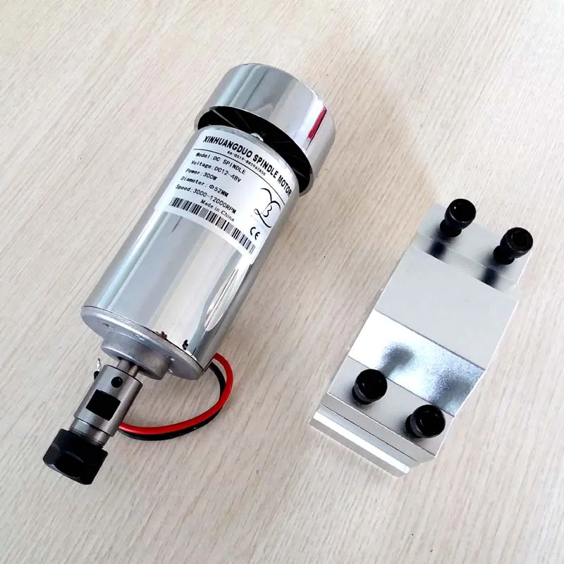 Air Cooled 300W DC Spindle Motor 12-48V DC ER11-3.175mm collect + 52mm Mount bracket fixture for PCB CNC Machine