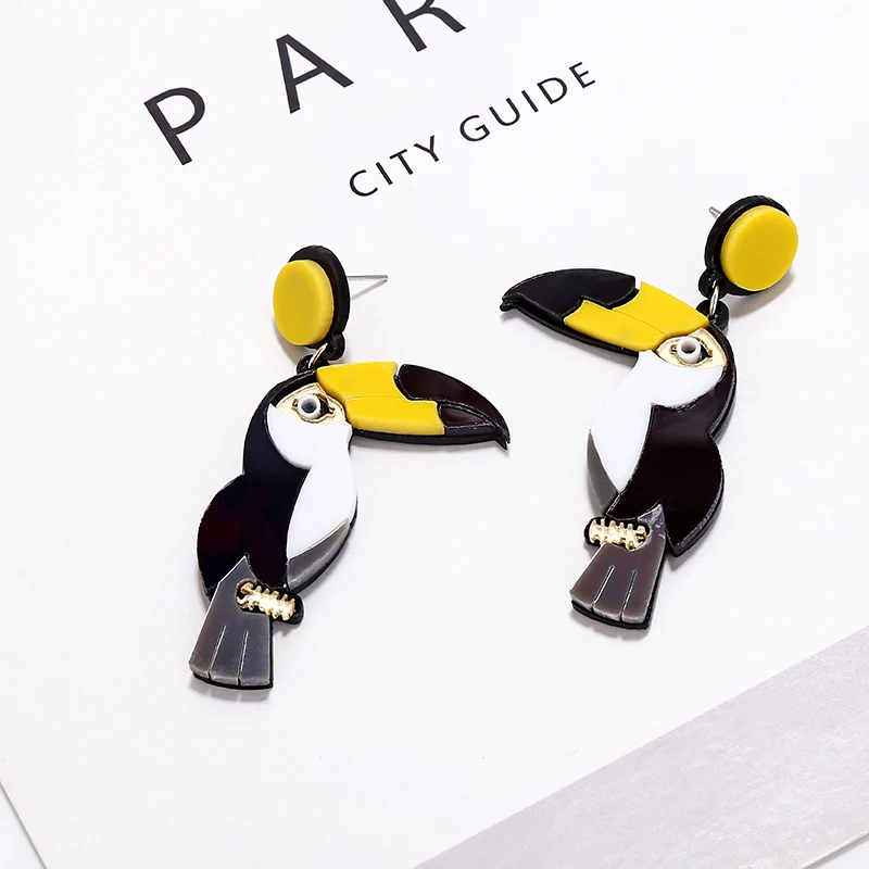 Cute Bird Acrylic Parrot Drop Earring Punk Party Style Hip Hop Animal Bird Parrot Earrings For Women Fashion Jewelry New2019