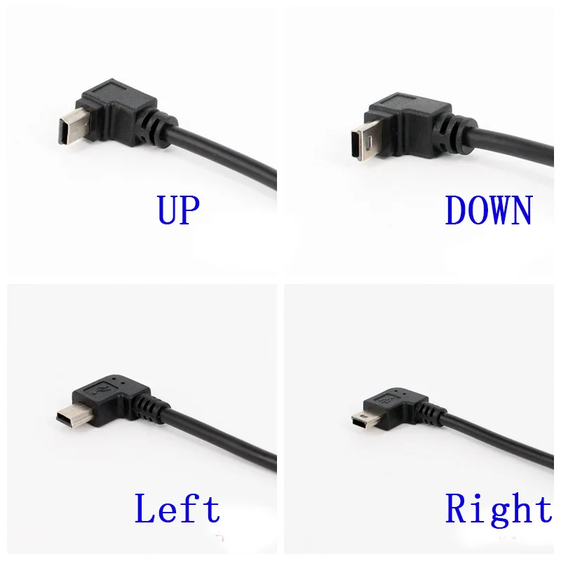 USB 2.0 A Male Plug to 90 Degree angled Up Mini USB 5Pin Adapter Converter Data Short Cable