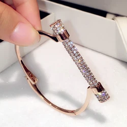 Famous  Luxury Full Crystal  Cuff Bracelets Bangle  For Women Rhinestones   Arm  Jewelry