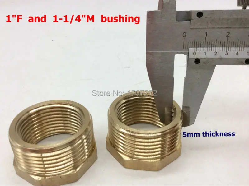 Acoplador de ajuste de buje hexagonal reductor de tubo de latón macho, 1 ''x 1 hembra-1/4'', buje de cobre, accesorio de latón