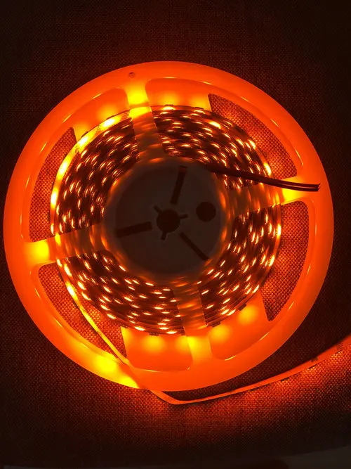 

Super bright 16.4ft 5M/Reel 300 LEDs 5050 SMD Strip Flexible Light 60leds/Meter NON-Waterproof Car Auto 12V DC WHITE PCB- ORANGE