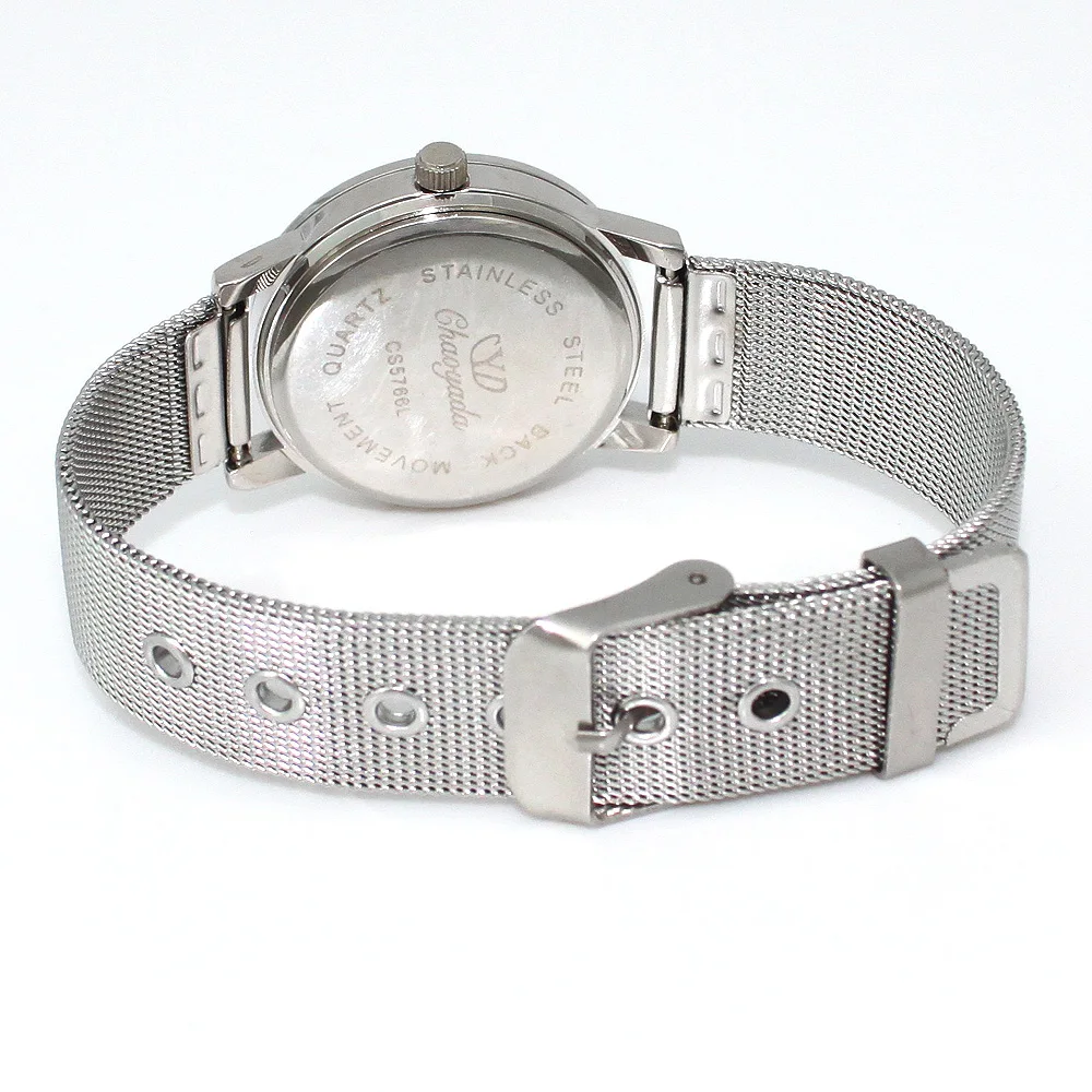 Женские кварцевые часы, браслет из нержавеющей стали с кристаллами