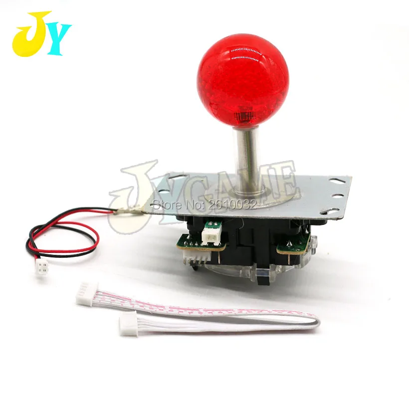 

2PCS/ lot 5V Illuminated Joystick Red LED Light 5Pin Arcade joystick Cloned Sanwa Rocker With 44mm Clear Balltop