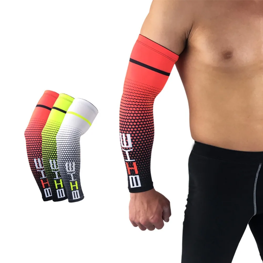 1 Pair Cool Men Cycling Arm Warmers Running Bicycle UV Sun Protection Cuff Cover Sleeve Bike Sports Safety