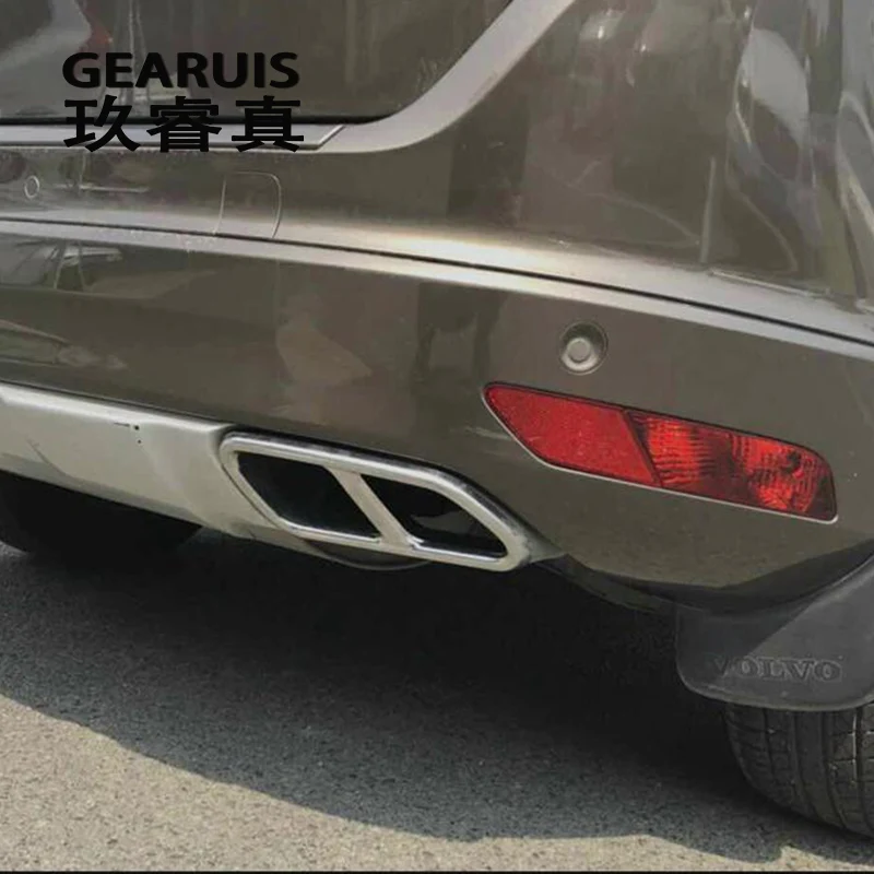 Car styling Rline Tail Throat Exhaust Pipe For Volvo XC60 2015-2017 tail pipe exhaust pipe cover muffler tip auto accessories