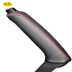 PONSNY Car Handbrake Covers Case for Ford Focus 2.0L 2012 Auto Handbrake Genuine Leather Grips Cover