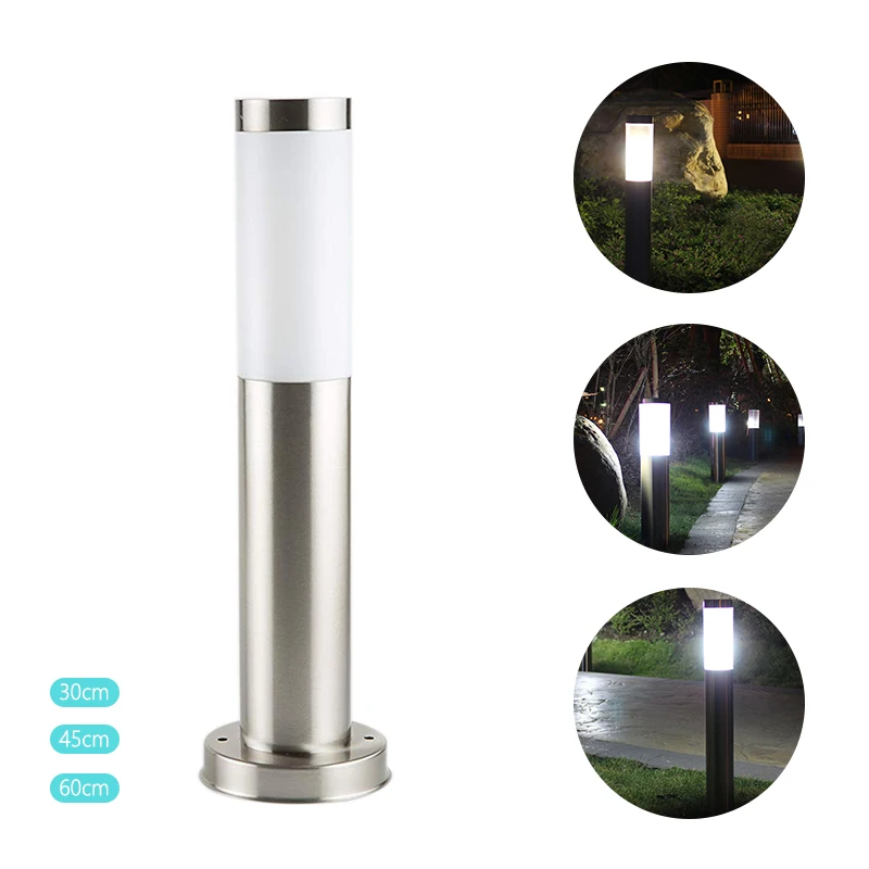 DONWEI LED Outdoor Lawn Lamp IP65 Waterproof 12V 110V 220V E27 Garden Stainless Steel Lights Courtyard Lights Landscape Lamp