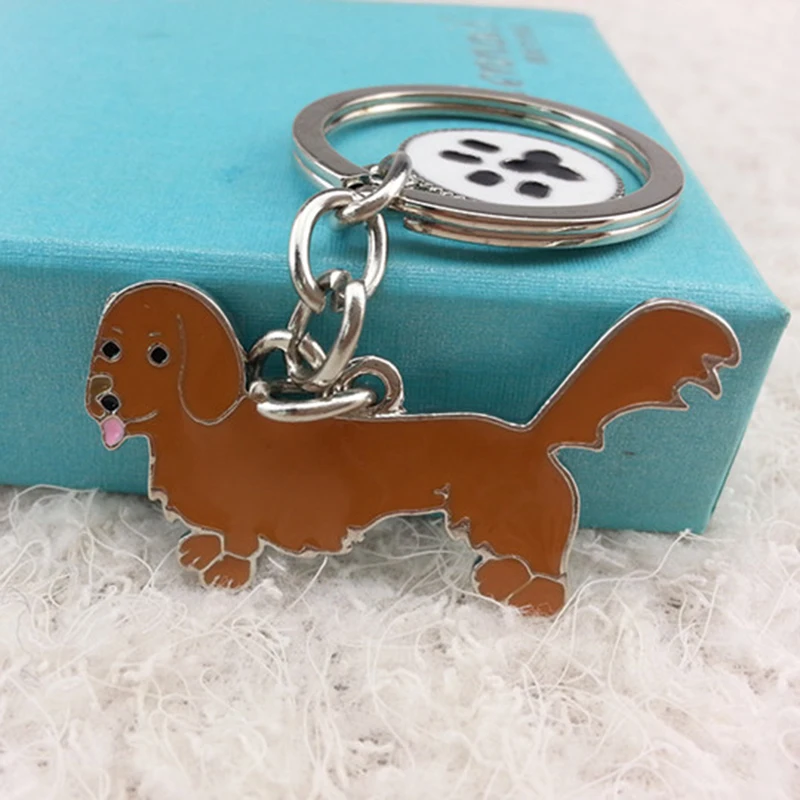 Dachshund dog pendant key chains for women men pet animal bag charms car keychain key ring holder Couple Lover Keychain gifts