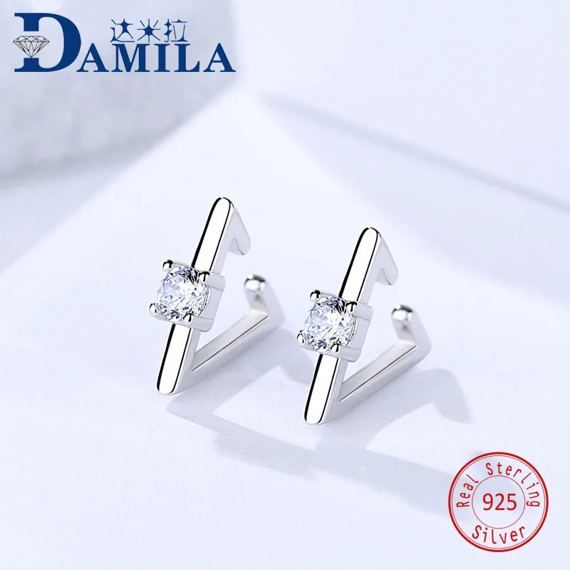 

Fashion Triangle clip earrings silver 925 Cubic Zironia No pierced ear clip jewelry boucles d'oreilles pour les femmes