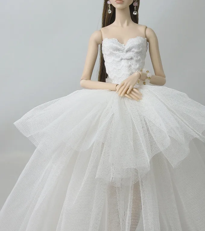 optional case for High-end wedding dress for Barbie doll clothes can children Liv Evening suits multilayer wedding dress