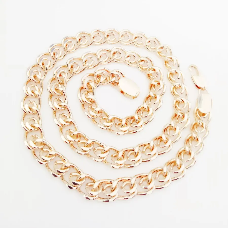 Men Fashion Necklace Rose 585 Gold Color Jewelry Men Gold Necklace Copper 8MM 50CM Long Women Men Necklaces Factory Direct