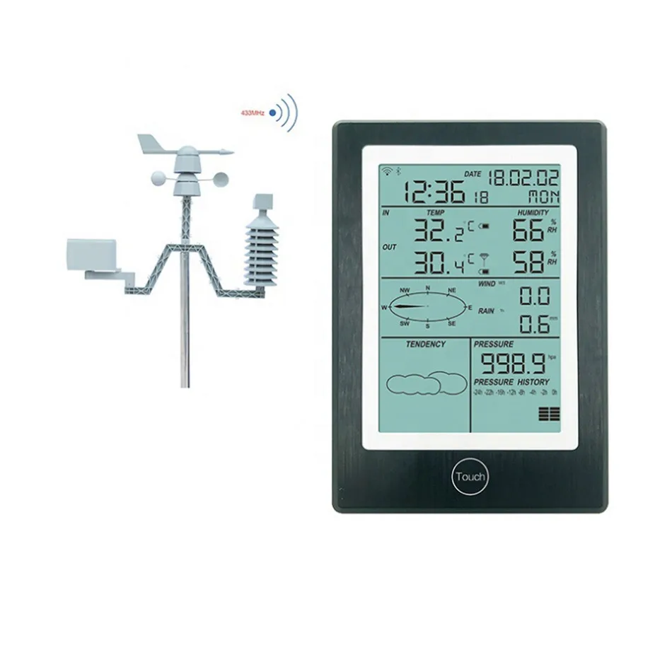 WS1050 With WIFI Bluetooth Functioneather Meter Solar Weather Forecaster Indoor and Outdoor Temperature And Humidity