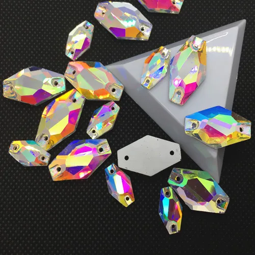 11x18mm 17x28mm Vase Shape Sew on Glass Stones AB Color Rhinestones Flatback 2 holes glass sewing beads