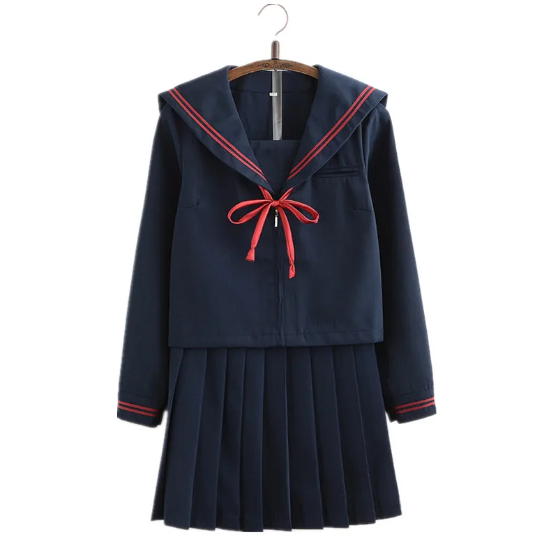 Marineblauw Jk Uniform Zomer Korte/Lange Mouw Japanse Schooluniformen Meisjes Sailor Sets Plooirok Jk Uniform Cos kostuum