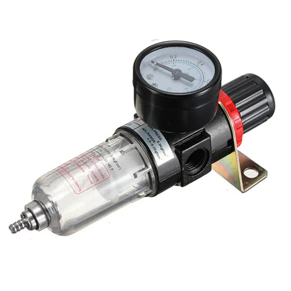 Black Pneumatic Air Source Treatment Filter Regulator w Pressure Gauge AFR-2000 Compressors