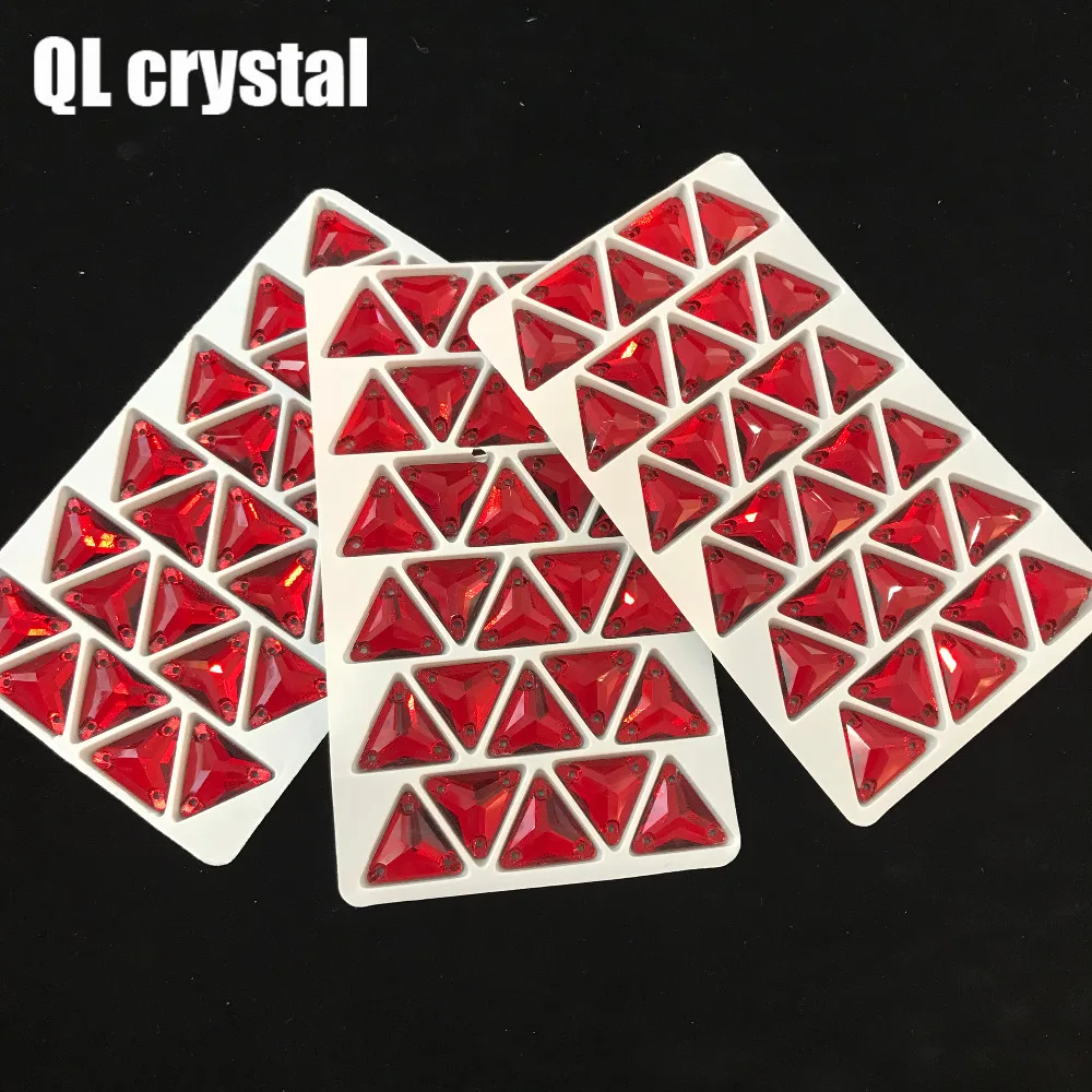 QL Crystal 16x16 мм красный треугольный пришивный кристалл для украшения платья, одежды, обуви, сумок, украшения одежды