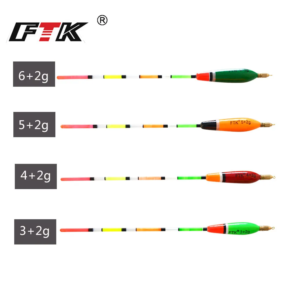 FTK 5pcs/lot Floatage 3+2g 4+2g 5+2g 6+2g Mixed Color Barguzinsky Fir Float Vertical Pesca For Carp Fishing Float Fishing Tackle