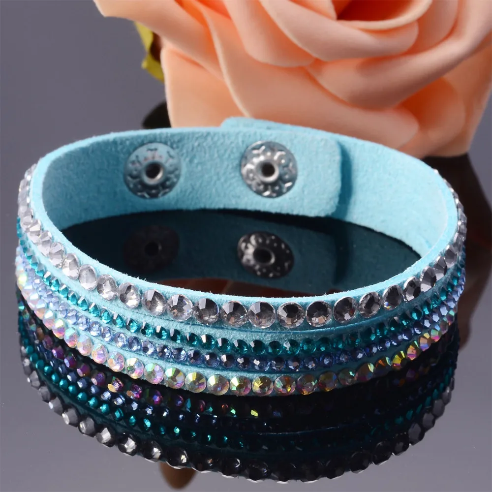 Miasol Multiple Straps Rhinestone Bling Crystal Women Girls Adjustable Bracelets