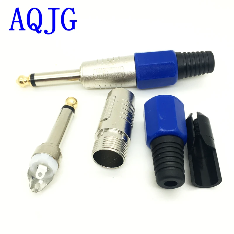 10pcs 6.35mm 6.5mm Connector Mono Audio Plug Jack 6.5 Amplifier Microphone Plug 6.35 Mono Sophomore Core AQJG