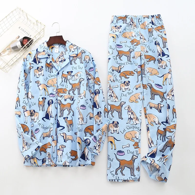 Cute white bear 100% brushed cotton men pajama sets Autumn Casual fashion animal sleepwear men homewear sexy pijamas mujer