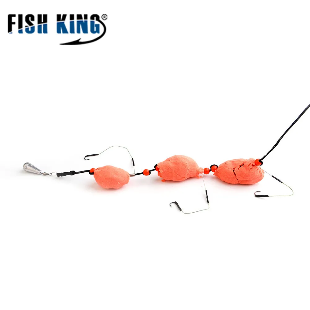 FISH KING 1PC Fishing Artificial Lure Bait Cage Feeder Carp Fishing With Sinker Swivel With Line Hooks For Fishing Tackle