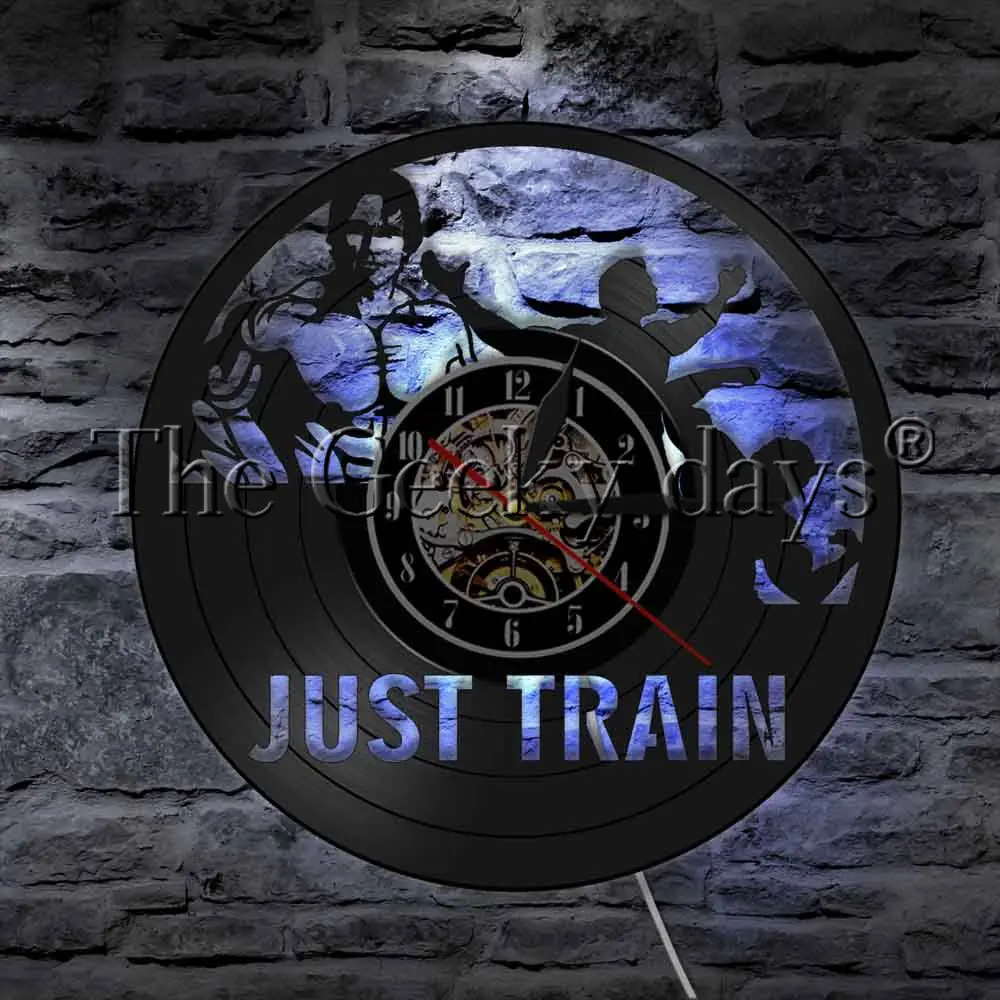 Just Train Bodybuilding Daren Strengthen Body Building LED Lighting Wall Clock Fitness Gym Man Cave Decor For Sport Hobby Gift