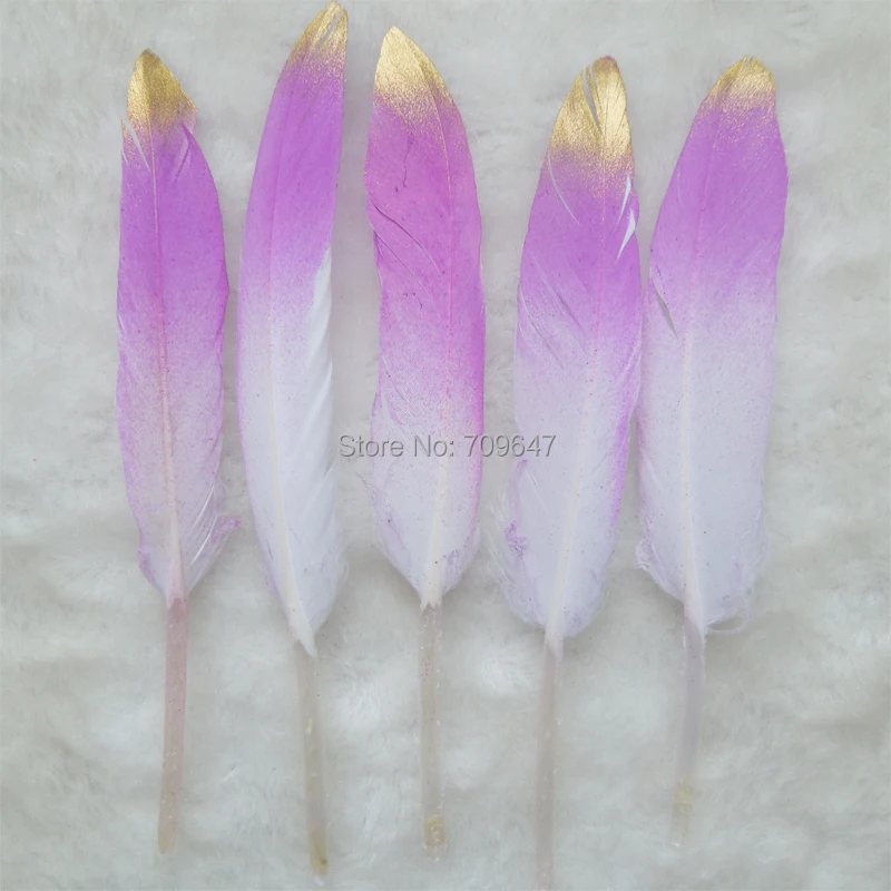 50pcs/lot!Gold Dipped Feather 9-15cm Feathers Hair Feathers Craft Supplies Wholesale Feathers Gold/Lavender/white