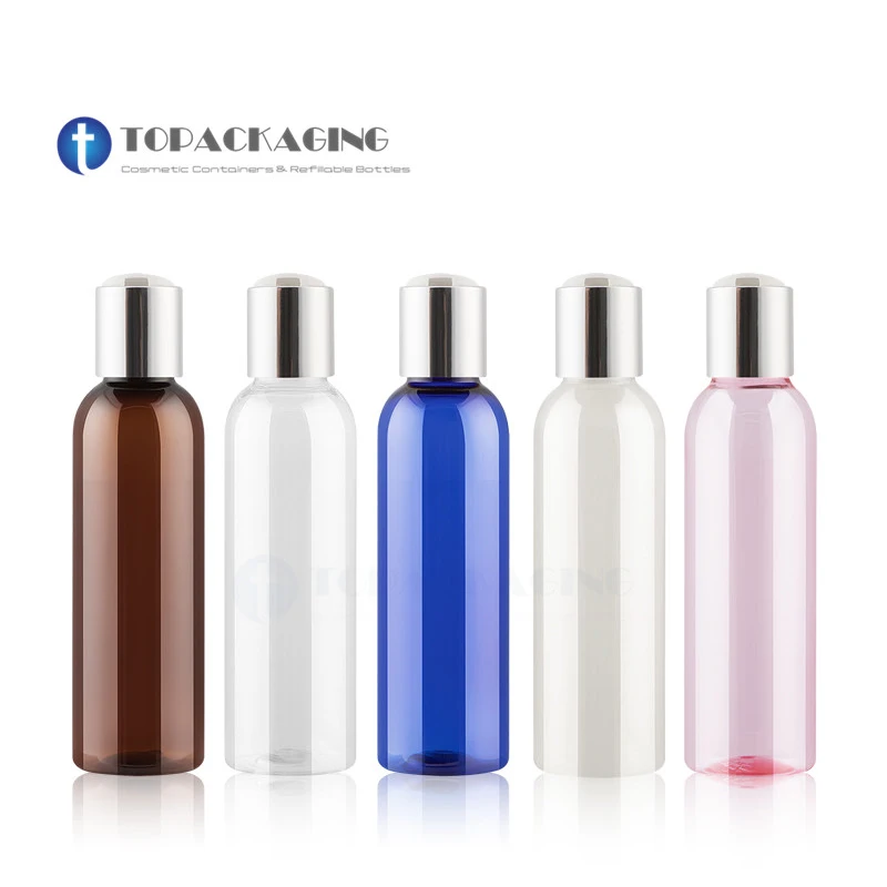 

50pcs*100ml Empty Plastic Lotion Bottle Anodized Aluminum Press Screw Cap Liquid Soap Refillable Cosmetic Container Essence Oil