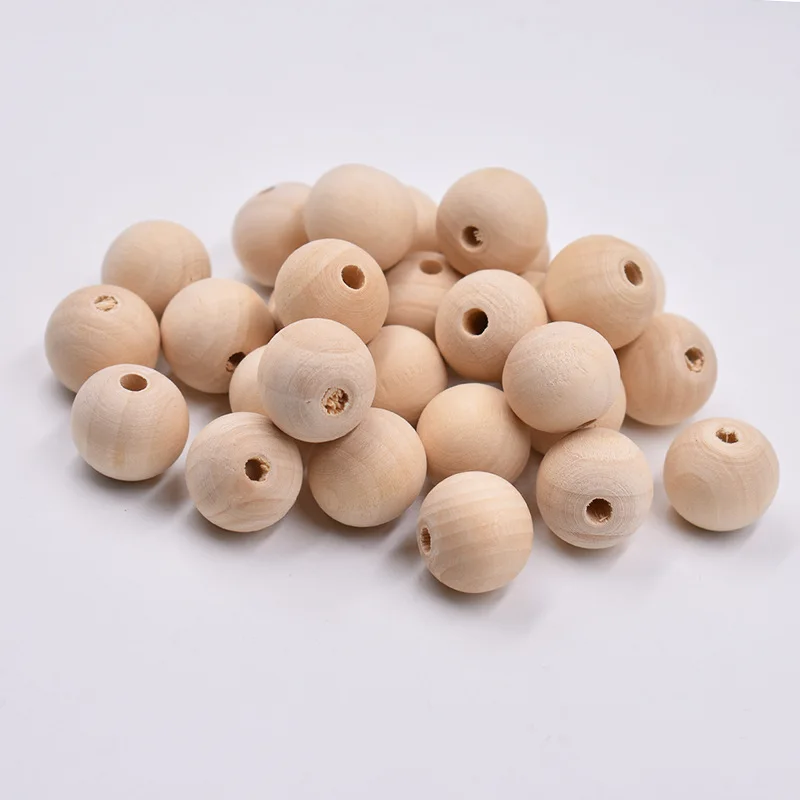 Straight Hole Round Wood Beads Natural Color Eco-Friendly Spacer Beads DIY Making Crafts Jewelry Accessories Dia 8-30mm