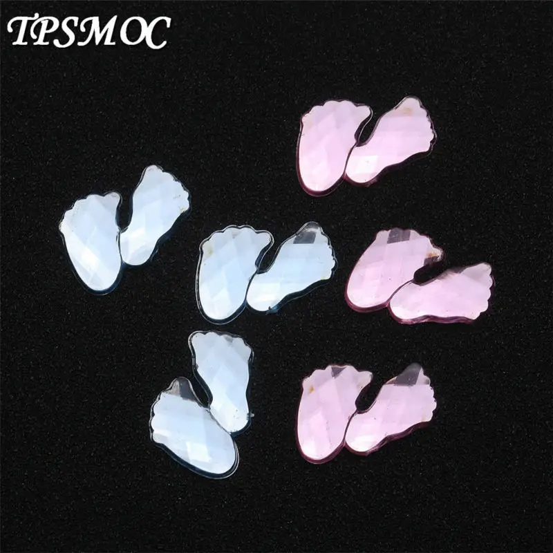 Free Shipping 50pcs 20mm Fingerprint Acrylic rhinestones baby shower decoration confetti for Boys & Girls party supplies