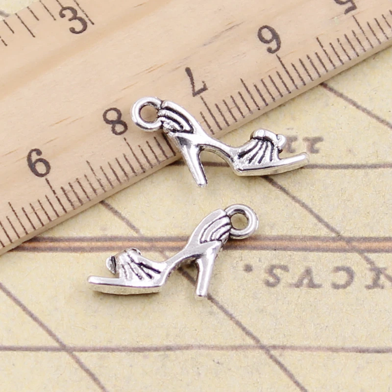 20pcs Charms high-heeled Shoes 20x11mm Tibetan Bronze Silver Color Pendants Antique Jewelry Making DIY Handmade Craft