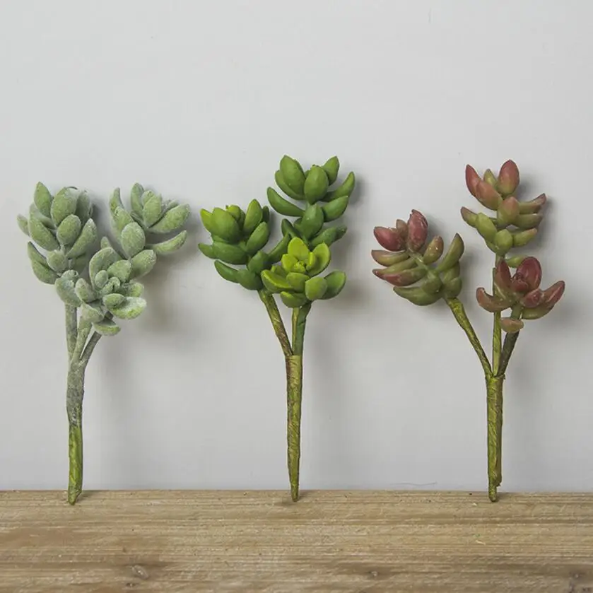 

6pcs 15cm Length Artificial Succulent Plants Branch For Craft Vase Material Accessory Decoration Flower Arranging DIY Wedding