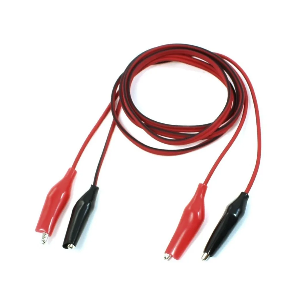 50pairs Alligator Clip to dual Male Plug jack Test Probe Cable connector Lead Jumper about is length 1M Red + Black