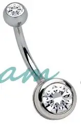 100pcs Double Clear Gem Navel Piercing transparent white stone Belly Ring Bar Body Jewelry 6 8mm 10mm 12mm