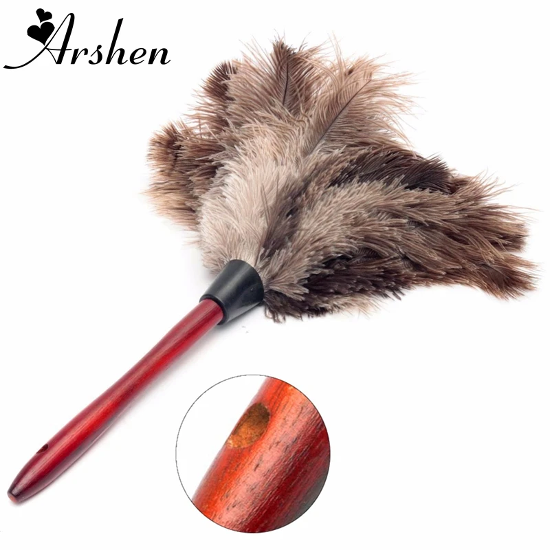 Arshen 40cm Ostrich Natural Feather Duster Brush Wood Handle Anti-static Cleaning Tool Household Furniturer Car Dust Cleaner