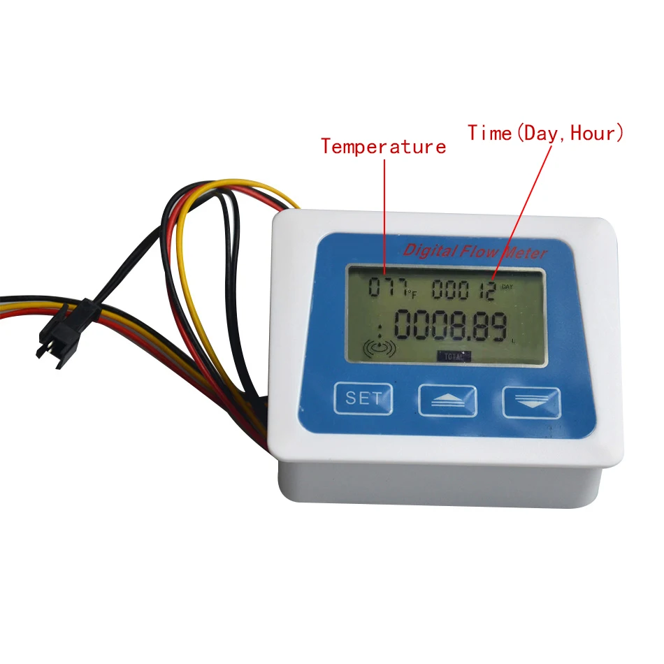 Jauge de carburant numérique, affichage LCD, débitmètre d'eau et de liquide, totamètre, enregistrement de la température et du temps avec débitmètre G1/2, testeur de débit