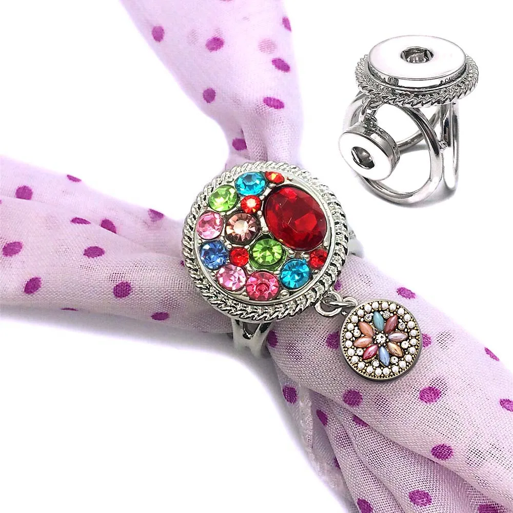 Interchangeable 001 Fashion Flowers 12mm 18mm snap button Scarf Buckle Scarf Clips For Women bracelet Jewelry gift