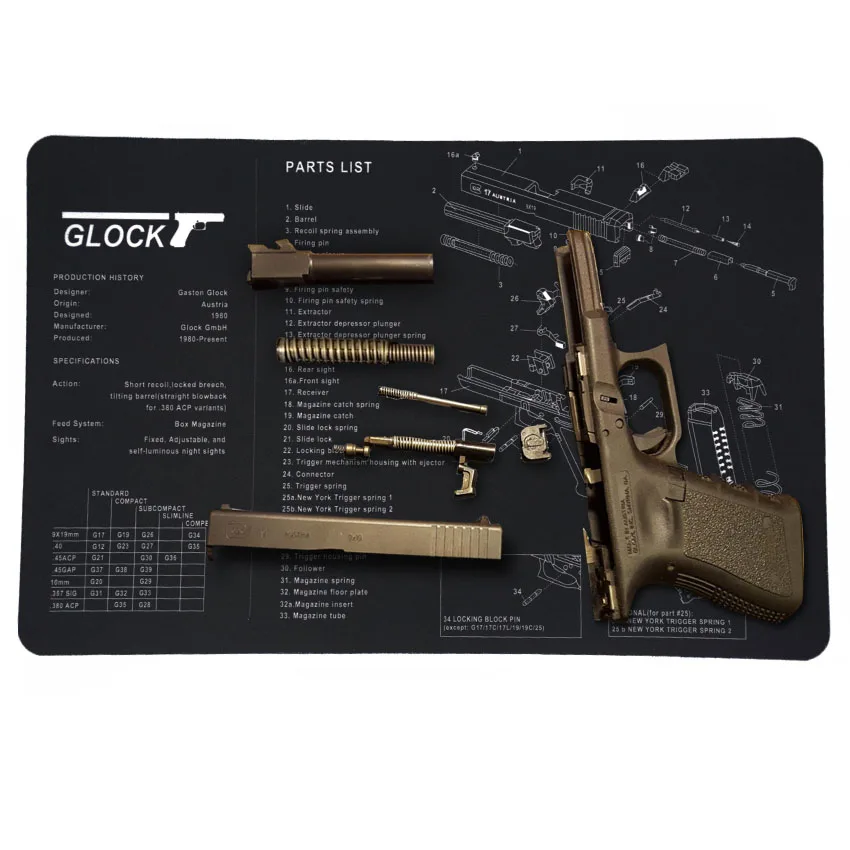 Gun Cleaning Mat Pad Patches Gunsmith Armorer Bench For Glock 17 19 26 1911 Sig sauer P226 P229 Springfield XD Tool Kit